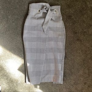 Zara paper bag pencil skirt with tie waist